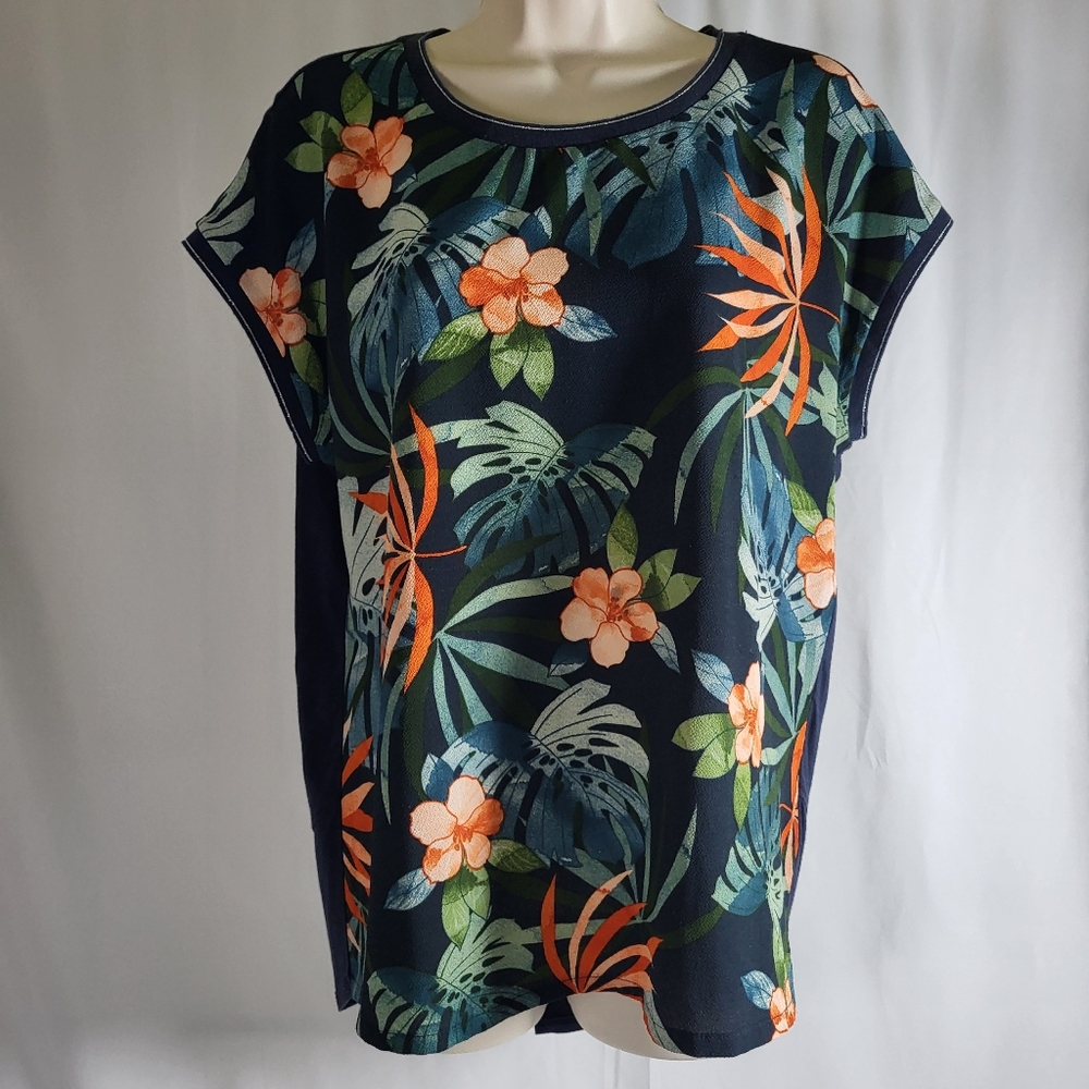 Tribal Blouse Floral Short Sleeve Medium Top